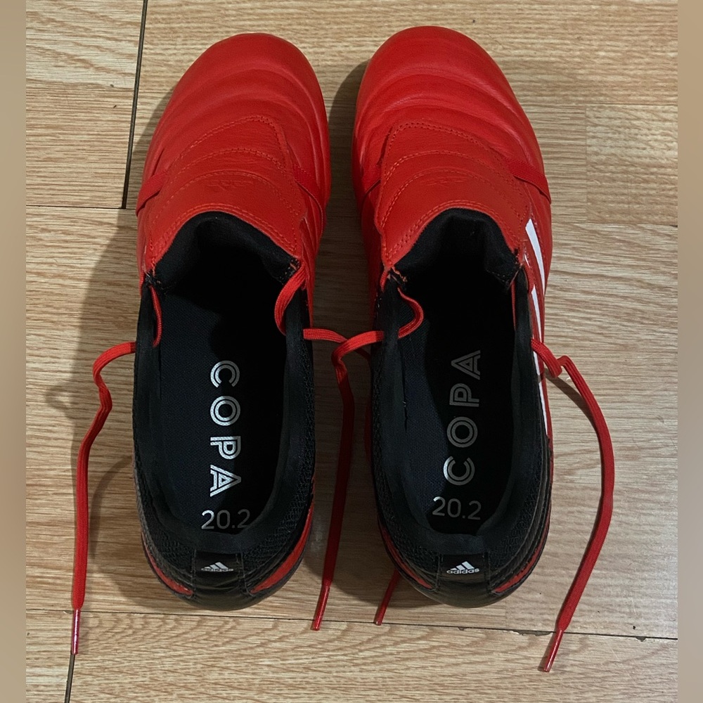 Red and Black with White Stripes “COPA” Adidas Cleats (US Men’s Size 10)